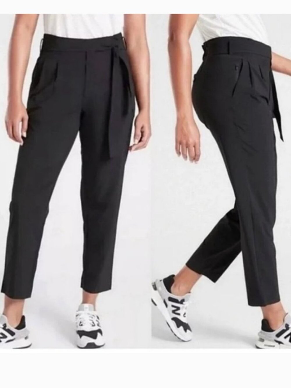 ATHLETA Skyline Pant II Paperbag Black Tie Belt Size 2